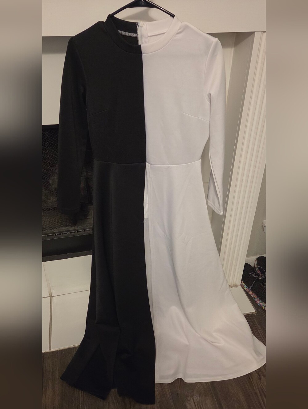 Black & White Two-Tone Long Sleeve Dress